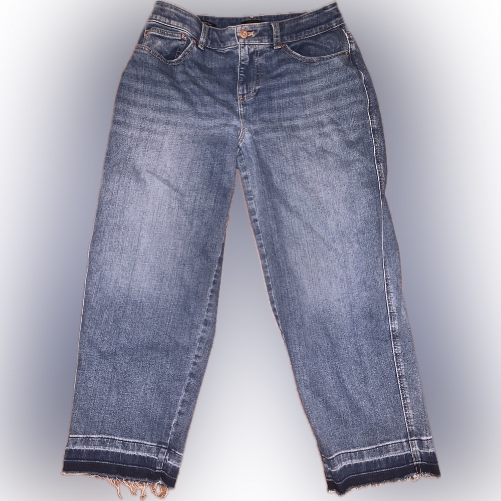 Talbots Raw Edge Released Hem Frayed Straight High Waist Ventura Ankle Jeans 2 - Picture 4 of 11